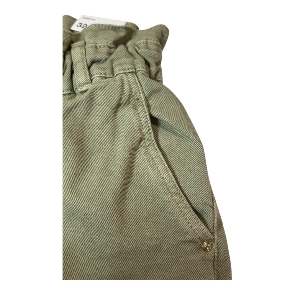 ZARA Baggy Fit Paperbag Waist Carrot Leg Pants Green Size 0 NWT - Picture 8 of 12